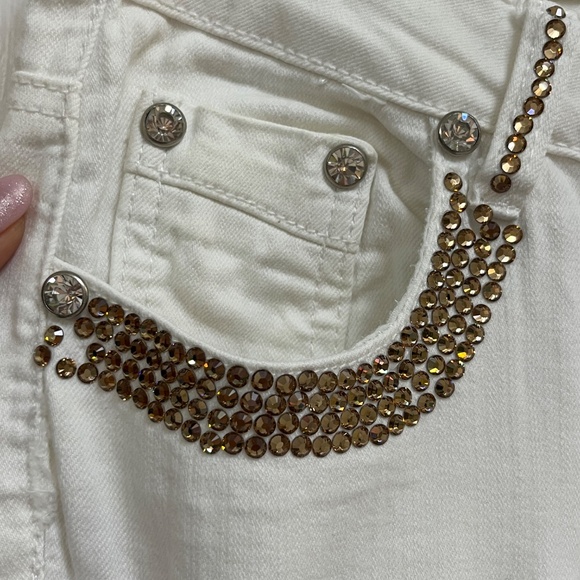 White Rhinestone Embellished Distressed Jeans – Size S - Picture 6 of 16